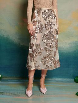 Sister Jane - Nude Giselle Sequin Wrap Skirt