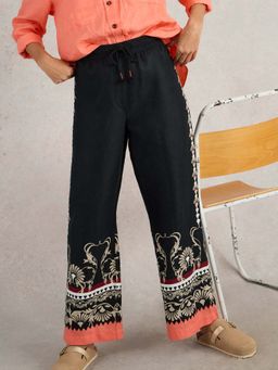 White Stuff - Black Belle Linen Wide Leg Pant