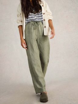 White Stuff - Green Belle Linen Wide Leg Pant