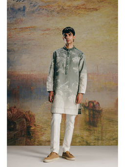 No Grey Area - Olive Ombre Surrealist Kurta Set