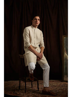 Project Bandi - Natural Linen Kurta Pyjama Set
