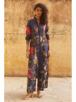 Paulmi & Harsh - Women Purple Silk Mandarin Neck Kurta with Pant