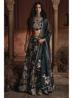 Paulmi & Harsh - Camille Black Lehenga with Choli and Dupatta