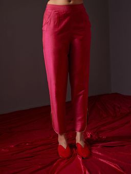 Abhishti - Fuchsia Pink Curved U Hem Pants
