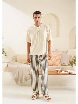 Muvazo - Aureon Striato Lounge Beige Tshirt with Pant