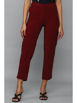 Allen Solly - Women Maroon Regular Fit Solid Casual Trouser