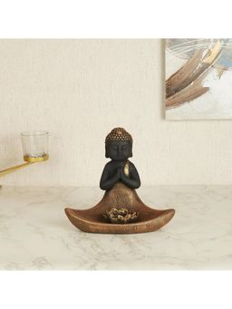 HomeTown - Zen Polyresin Buddha Hand Finished Tealight Holder 18cm in Gold Colour