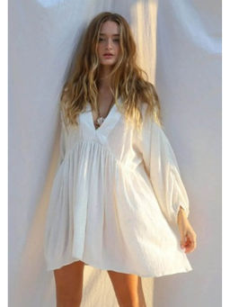 Addery - White V-Neck Mini Dress