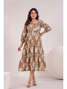 Ikk Kudi By Seerat - Women's Brown and White Floral Maternity and Nursing Cotton Dress