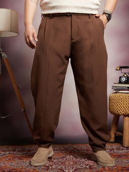 Instafab Plus - Men'S Russet Brown Panelled Gurkha Trousers