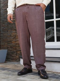 Instafab Plus - Men'S Coin Brown Straight Linen-Blend Trousers