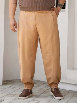 Instafab Plus - Men'S Khaki Beige Panelled Solid Joggers