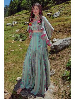 Paulmi & Harsh - Tea Pot Blue Short Jacket (Set of 3)