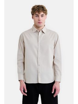Snitch - Beige Solid Full Sleeves Regular Casual Shirt for Men