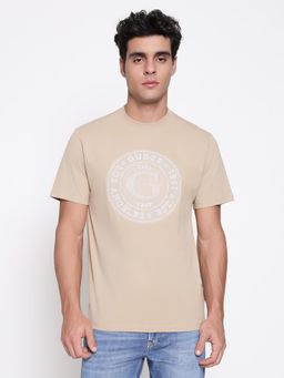 Guess - Beige Men Mid Organic Desert Mud Graphic Round Neck Regular Fit T-Shirt
