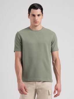 Red Tape - Olive Structured Round Neck Stylish and Comfortable Everyday Wear T-Shirt for Men
