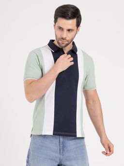 Red Tape - Green Men's Striped Casual Style Polo T-Shirt
