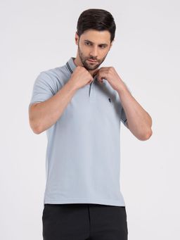 Red Tape - Blue Men's Single Tone Tipping Polo Casual Jacquard Knit Style T-Shirt
