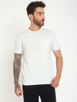 Guess - Men'S White Polyester Logo Regular Fit Crew Neck Short Sleeve T-Shirt
