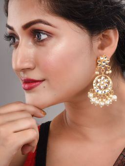 Saraf RS Jewellery - Gold Toned Kundan Studded and Pearl Beaded Circular Earrings