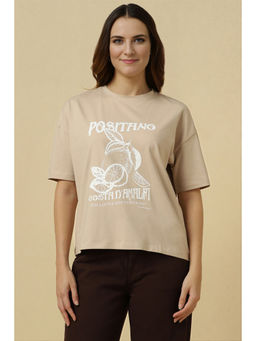 Allen Solly - Women Beige Graphic Print Casual T-Shirt