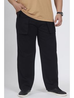 Snitch - Black Solid Regular Casual Plus Size Cargo Pants for Men