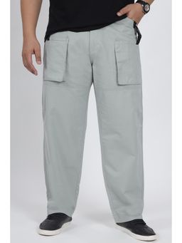 Snitch - Light Grey Solid Regular Casual Plus Size Cargo Pants for Men