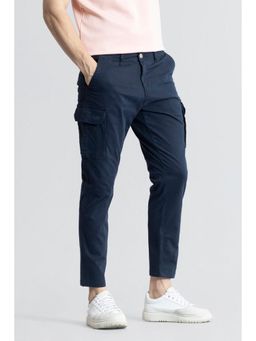 Snitch - Navy Plain Slim Casual Cargo Pants for Men