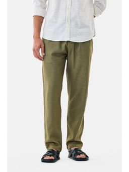 Snitch - Olive Self-Design Regular Casual Trouser for Men