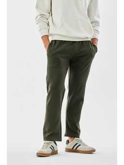 Snitch - Olive Solid Regular Casual Trouser for Men