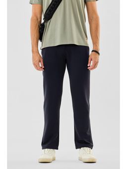 Snitch - Navy Solid Regular Casual Trouser for Men