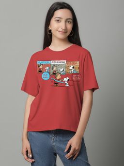 Free Authority - Peanuts Printed Loose Fit Cotton Women T-Shirt