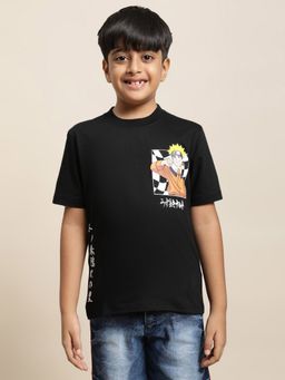 Kidsville - Naruto Printed Black T-Shirt for Boys