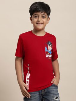 Kidsville - Superman Printed Red T-Shirt for Boys