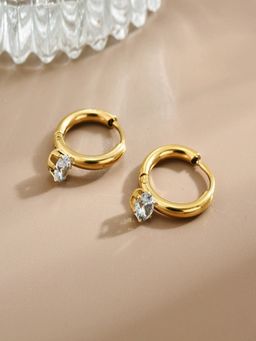 AQUASTREET - 18K Gold Plated Waterproof Anti-Tarnish Zircon Drop Huggie Hoop Earrings