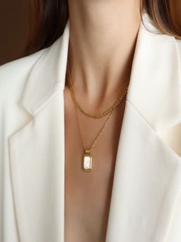AQUASTREET - 18K Gold Plated Waterproof Anti-Tarnish White Shell Layered Neck chain