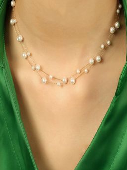 AQUASTREET - 18K Gold Plated Waterproof Anti-Tarnish Layered Small Pearl Necklace