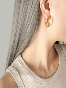 AQUASTREET - 18K Gold Plated Waterproof Anti-Tarnish Double Thick Hoop Earrings