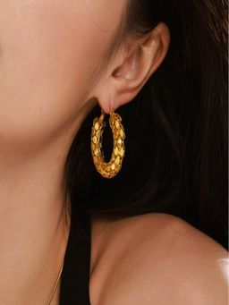 AQUASTREET - 18K Gold Plated Waterproof Anti-Tarnish Fish Scale Chunky Hoop Earrings