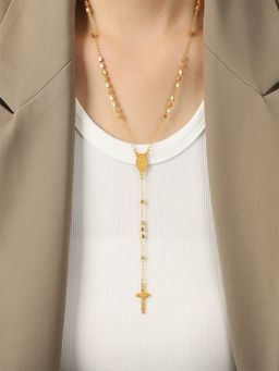 AQUASTREET - 18K Gold Plated Waterproof Anti-Tarnish Cross Lariat Chain Necklace