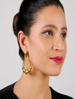 AQUASTREET - 18K Gold Plated Waterproof Anti-Tarnish Hammered Oval Drop Earrings