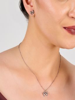 AQUASTREET - Bow Pendant and Earrings Set 18K Plated Waterproof Anti-Tarnish