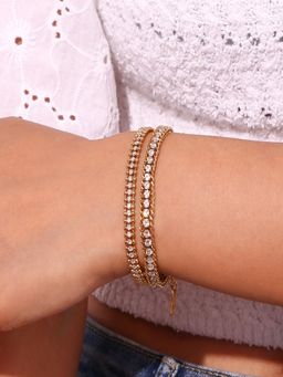 AQUASTREET - 18K Gold Plated Waterproof Antitarnish Three Layer Zircon Bracelet