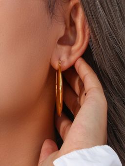 AQUASTREET - 18K Gold Plated Waterproof Antitarnish Moon Shaped Hoop earrings