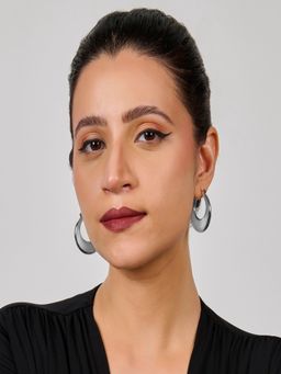 AQUASTREET - Silver Plated Waterproof Antitarnish Moon Shaped Hoop Earrings