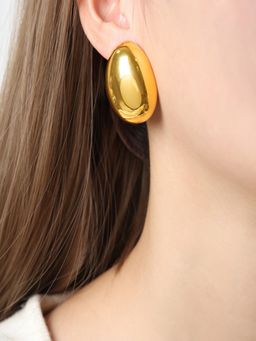 AQUASTREET - 18K Gold Plated Waterproof Antitarnish Dome Shaped Stud Earrings