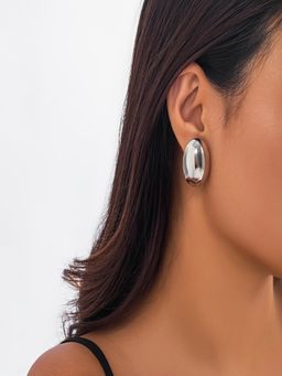 AQUASTREET - Silver Plated Waterproof Antitarnish Dome Shaped Stud Earrings