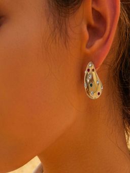 AQUASTREET - 18K Gold Plated Waterproof Antitarnish Encrusted Teardrop Earring