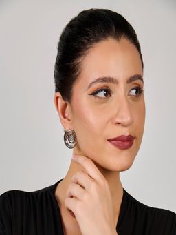 AQUASTREET - Silver Plated Waterproof Antitarnish Zirconia Swirl Hoop Earrings