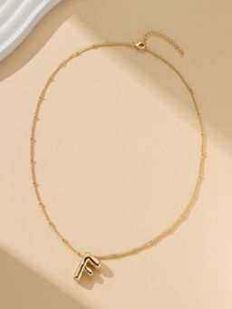 AQUASTREET - 18K Gold Plated Waterproof Antitarnish Balloon Design Initial-F Pendant Necklace
